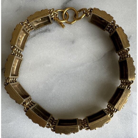 Anne Klein Couture Vintage Lion Link Choker Chunky Necklace Brushed Gold - Picture 4 of 8